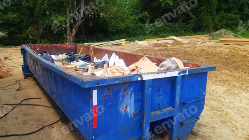 Preview: Dumpsters being full with garbage container trash on ecology and environment