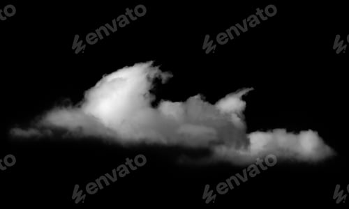 Preview: White Cloud Isolated on Black Background. Good for Atmosphere Creation