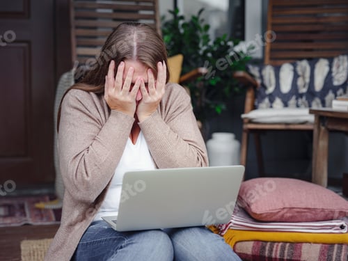 Preview: Stressed forgetful middle aged woman at home