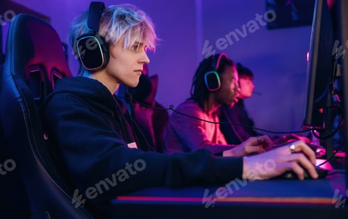 Preview: By high end PC. Gamers are playing video game by computers
