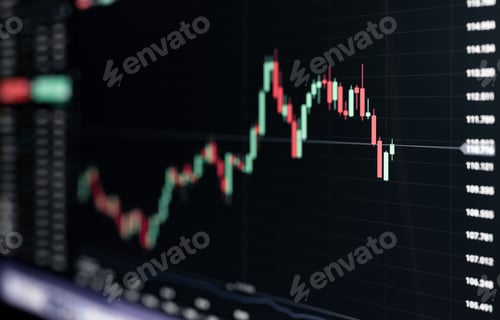 Preview: Stock market graph chart on digital LED display