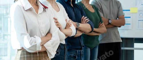 Preview: business people in casual standing in row with arms crossed and confident. Company organization