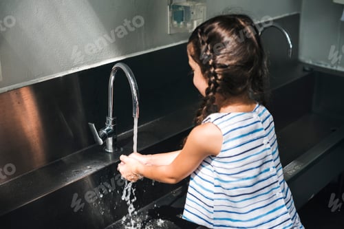 Preview: Girl washing her hands