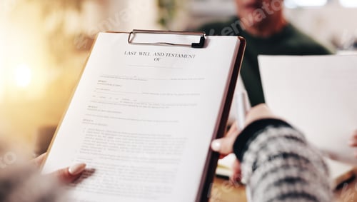 Preview: Hands, will and testament and people in office for application, future planning and asset protectio