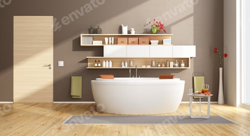 Preview: Moder bathroom with round bathtub