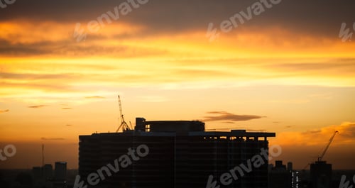 Preview: Silhouette building in the dawn