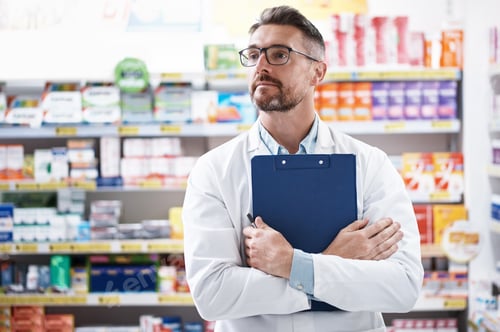 Preview: Shot of a confident mature pharmacist working in a pharmacy