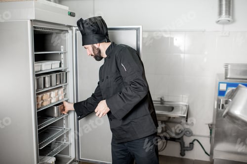 Preview: Chef cook getting food from the refrigerator