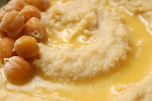 Preview: Concept of tasty food with hummus, close up