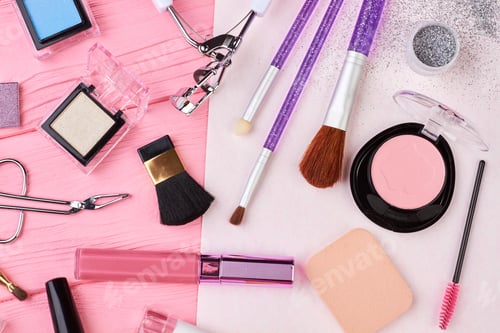 Preview: Make up products kit, top view.