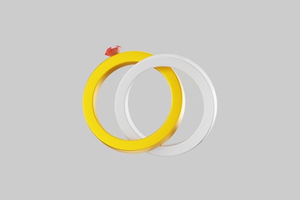 Preview: Interlocking wedding rings with gemstone