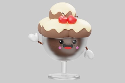 Preview: Cartoon dessert in a glass cup.