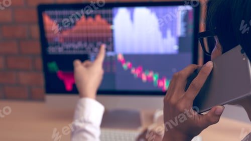 Preview: agent man working and analysis together in office market financial charts and graphs