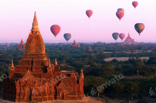 Preview: Beautiful shot of a building and some skyballs in Myanmar