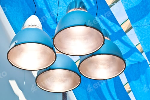 Preview: lamps in modern blue cieling