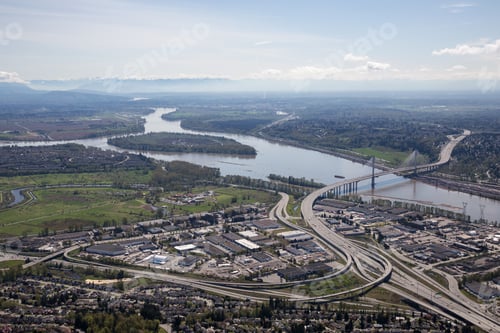 Preview: Aerial view of Port Mann Bridge over Fraser River