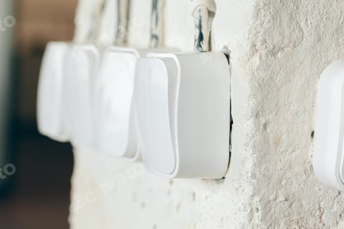 Preview: Dirty old fashioned light switch on rough wall