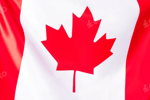 Preview: close up of white canadian flag with red maple leaf
