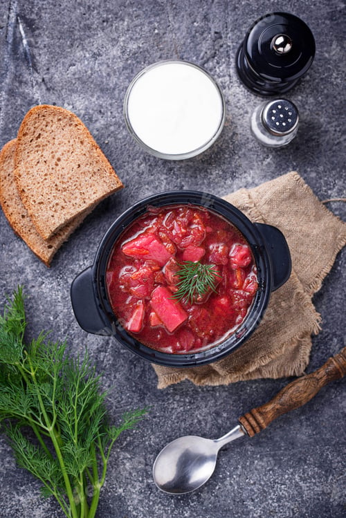 Preview: Traditional Ukrainian beetroot soup borsch