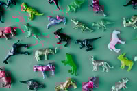 Preview: Various animal toy figures in a colorful background