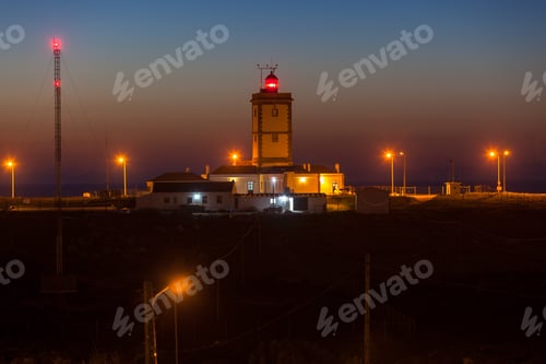 Preview: Night shot of Cape Carvoeiro lighthouse in Peniche, Portugal