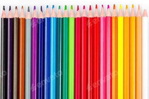 Preview: macro multicolored pencils on a white background