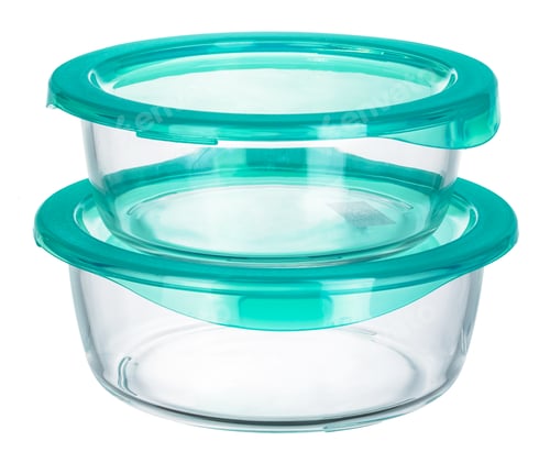 Preview: Glass container with lid isolated on white background