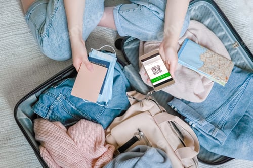 Preview: Travel. Online travel plans with Covid passport and Covid test. Traveling after quarantine, lockdown