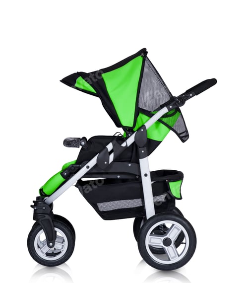 Preview: Modern Stroller with Bright Green Details