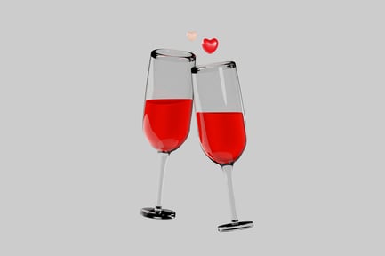 Preview: Two wine glasses with floating hearts