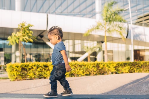 Preview: baby walking on the edge, playing outside