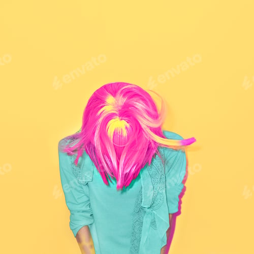 Preview: Colorful portrait of a stylish girl mix color