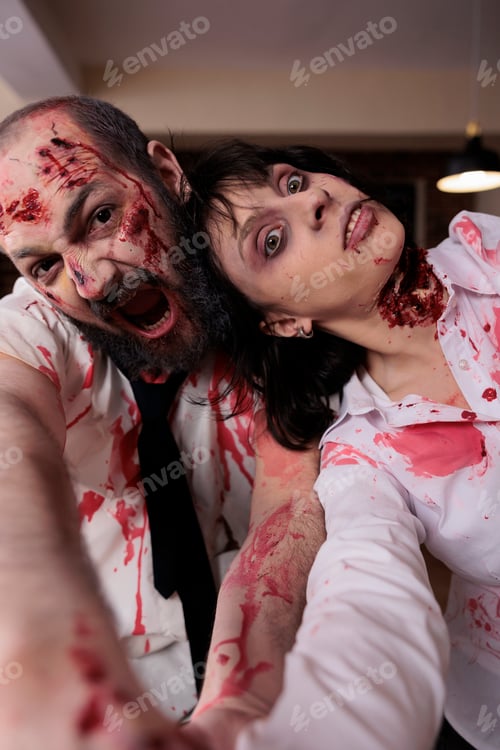 Preview: Portrait of aggressive walkers with bloody scars