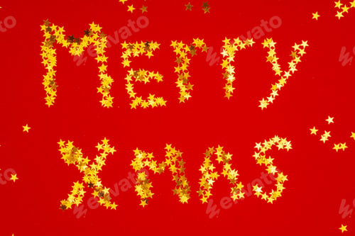 Preview: Christmas holiday decoration on bright red background