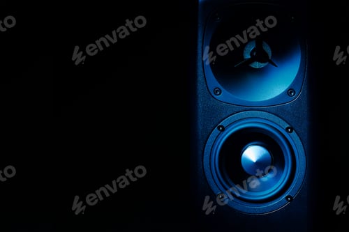 Preview: Multimedia acoustic sound speakers with blue neon lighting