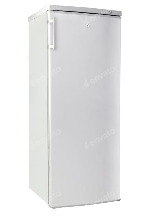 Preview: Vertical shot of refrigerator on white background