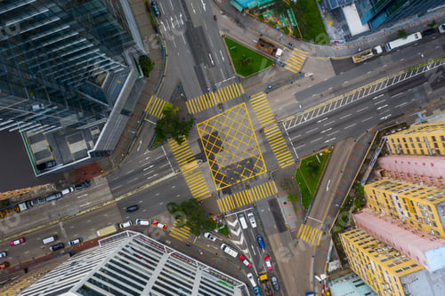 Preview: Kwun Tong, Hong Kong 02 June 2019: Top down view of Hong Kong business district