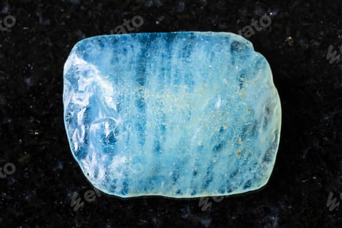 Preview: sample of tumbled aquamarine mineral on black
