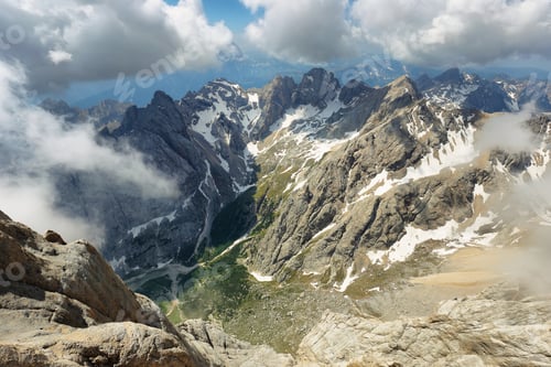 Preview: View of mountains from Marmolada summit in Dolomites, Italy