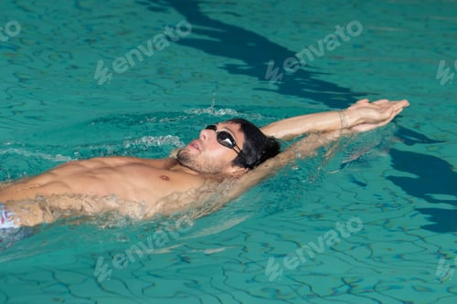 Preview: Swimmer Back Backstroke Swimming Pool.