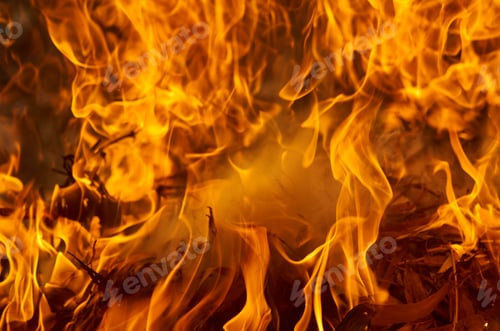 Preview: Flames of fire with smoke on a black background
