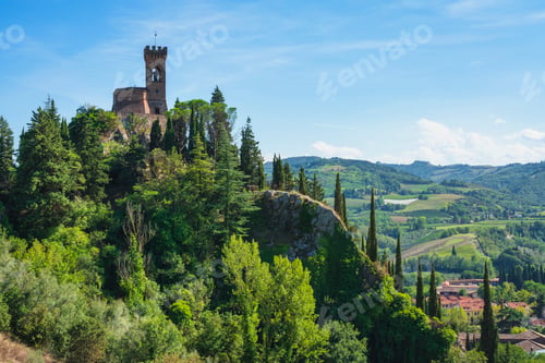 Preview: Brisighella clock tower on the cliff. Emilia Romagna, Italy.