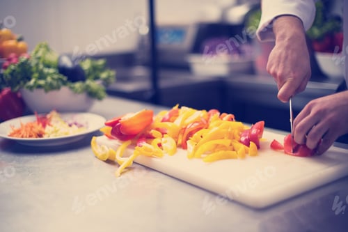 Preview: Chef cutting fresh and delicious vegetables