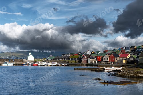 Preview: Colorful Houses of Fisherman Village in Nolsoy, Faroe Islands
