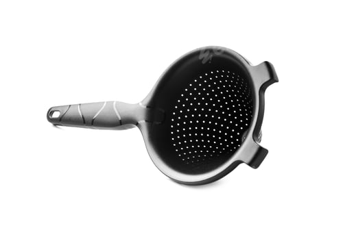 Preview: Black plastic sieve isolated on white background