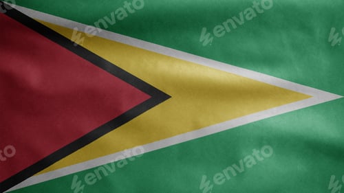 Preview: Guyanese flag waving in the wind. Guyana banner blowing soft silk.