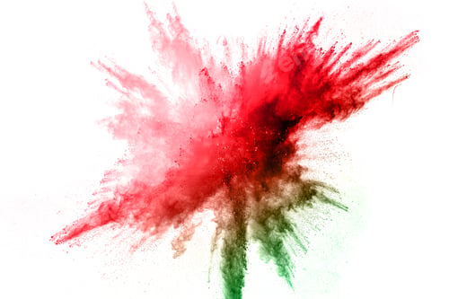 Preview: Abstract multicolored powder explosion on white background