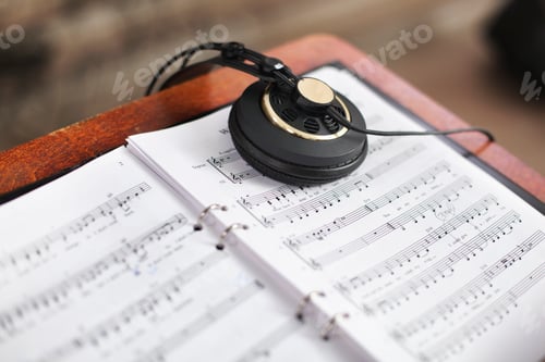 Preview: Headphones on music sheet