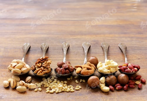 Preview: assorted different nuts for a healthy diet