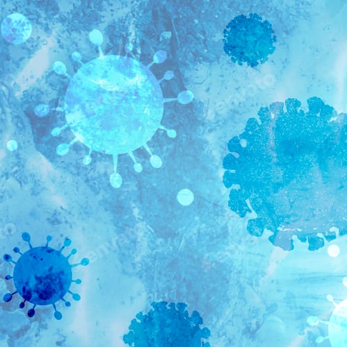 Preview: Coronavirus under the microscope watercolor texture